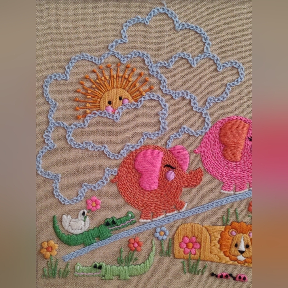 Colorful Embroidered Noah's Ark Wall Art - Picture 2 of 6